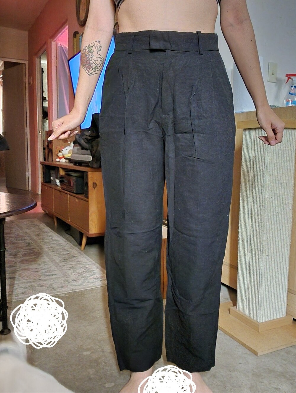 H&M Linen Blend Straight Tailored Trousers US 6